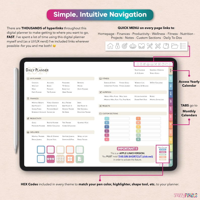 Korea Style Premium Digital Planner 2024 Excel template booknlife